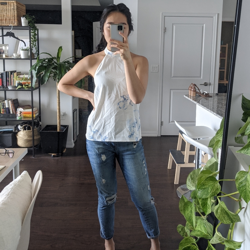 Oak + Fort White Floral Top | Size S